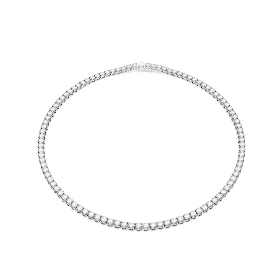 Swarovski Matrix Silver Tone 20 Zirconia Tennis Necklace