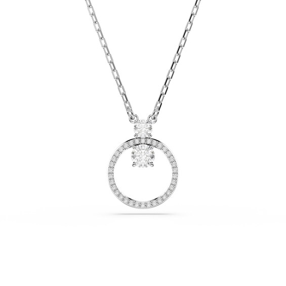 Swarovski Constella Rhodium Plated Round Crystal Circular Pendant Necklace - Image 10