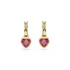 Thumbnail Image 2 of Swarovski Chroma Gold Tone & Red Zirconia Heart Shaped Drop Hoop Earrings