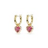 Thumbnail Image 3 of Swarovski Chroma Gold Tone & Red Zirconia Heart Shaped Drop Hoop Earrings