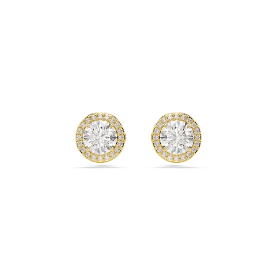 Swarovski Una Angelic Gold Tone 9mm Crystal Stud Earrings