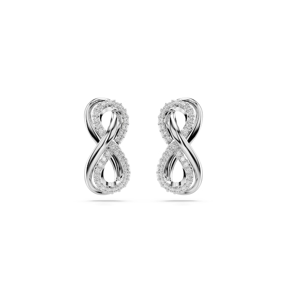 Swarovski Hyperbola Silver Tone and Zirconia Infinity Stud E
