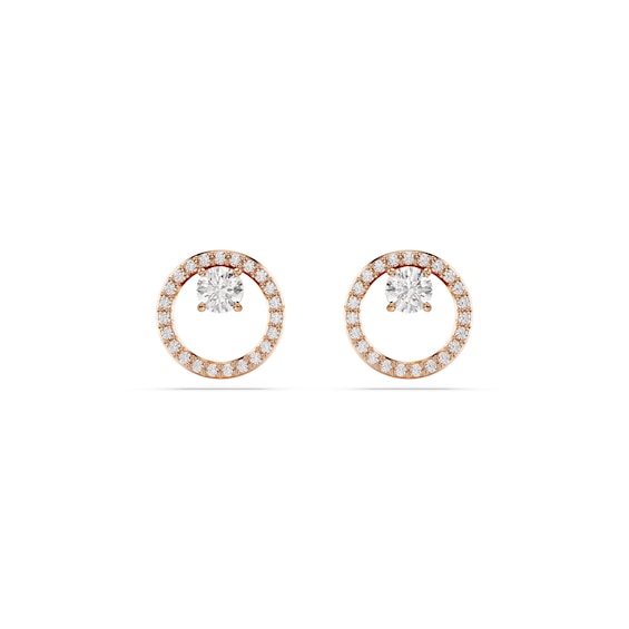 Women's Swarovski Constella Rose Gold Tone 10Mm Zirconia Open Circle Stud Earrings