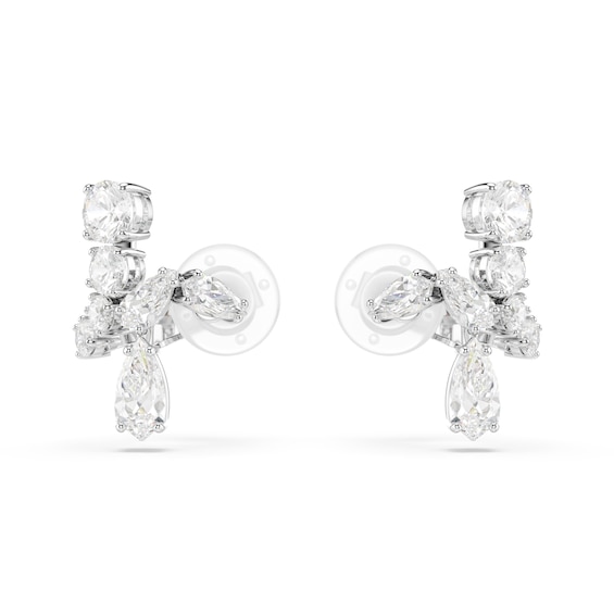 Swarovski Unisex White Matrix Clip Earrings, Mixed Cuts, Rhodium Plated - Image 4