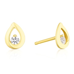 18ct Yellow Gold Cubic Zirconia Open Pear Shape Earrings