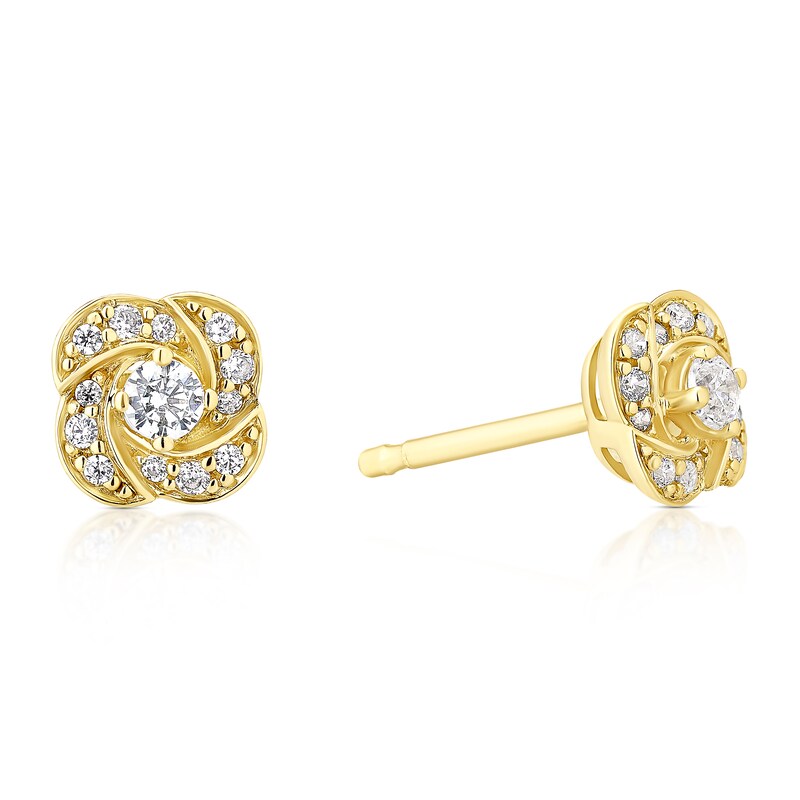 Main Image 1 of 18ct Yellow Gold Cubic Zirconia Flower Shaped Twist Earrings