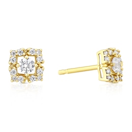 18ct Yellow Gold Cubic Zirconia Diamond Shape Earrings