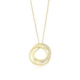 18ct Yellow Gold 16+2" Cubic Zirconia Circle Pendant