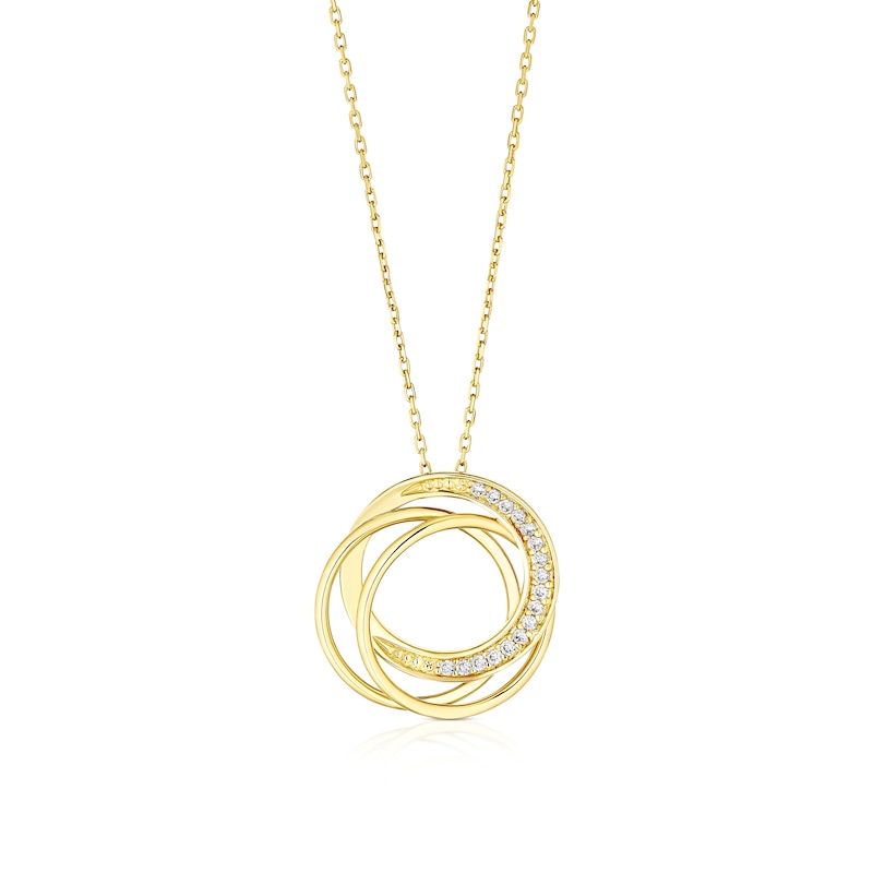 Main Image 1 of 18ct Yellow Gold 16+2" Cubic Zirconia Circle Pendant