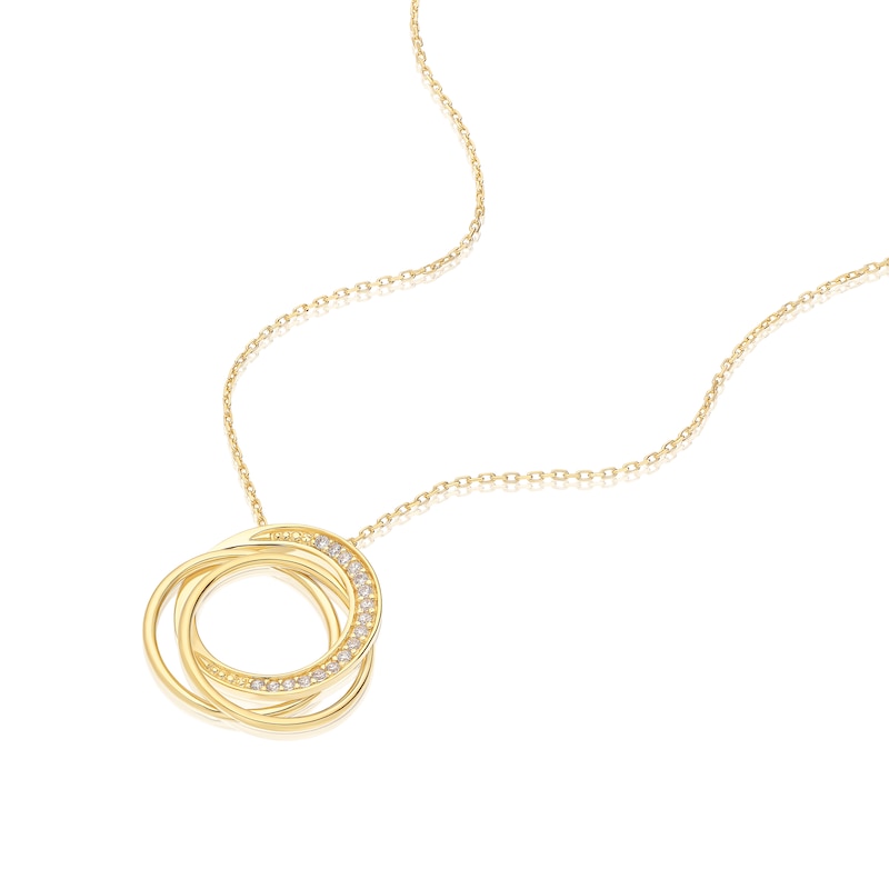 Main Image 2 of 18ct Yellow Gold 16+2" Cubic Zirconia Circle Pendant
