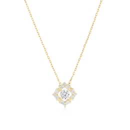 18ct Yellow Gold 16+2" Cubic Zirconia Diamond Shape Halo Pendant