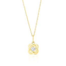 18ct Yellow Gold 16+2" Cubic Zirconia Knot Pendant