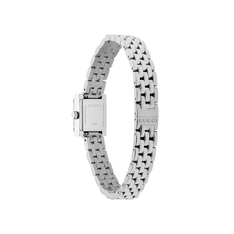 Main Image 2 of Gucci G-Frame Square Pink Diamond Dial & Stainless Steel Bracelet Watch