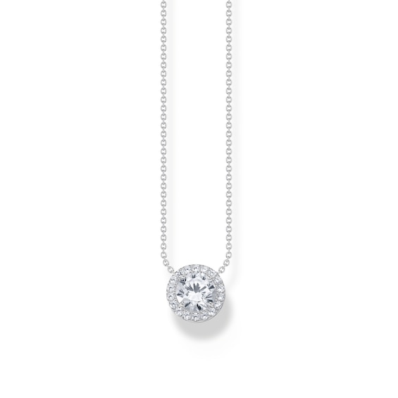 Women's Thomas Sabo Sterling Silver 15.7+2" Cubic Zirconia Halo Pendant Necklace