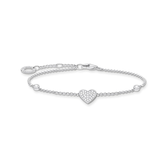 Thomas Sabo Brace Sterling Silver 6.3 Stone Set Heart Bracel