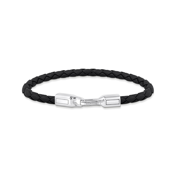 Thomas Sabo Sterling Silver & Black Leather 7.5" Bracelet