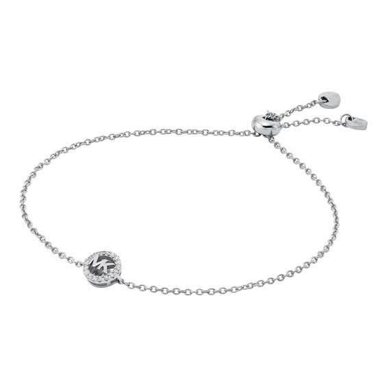 Michael Kors Ladies Sterling Silver and CZ Bolo Chain Bracel
