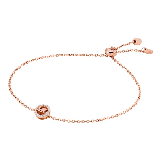 Michael Kors Women's 14ct Rose Gold Plated Sterling Silver Slider Chain Bracelet