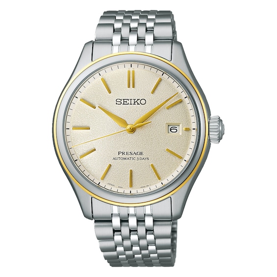 Men's Seiko Presage Classic Series Delicate Cream Silk Dial & Stainless Steel Watch