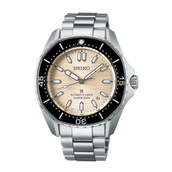 Men's Seiko Prospex Diver Scuba Mechanical Polygonal Pearl White Dial & Stainless Steel Watch