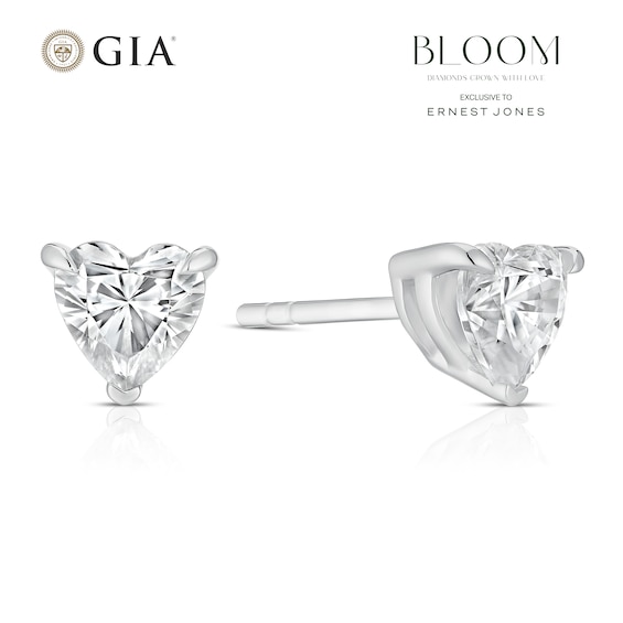BLOOM Florence 14ct White Gold 1ct Lab Grown Diamond Heart Earrings