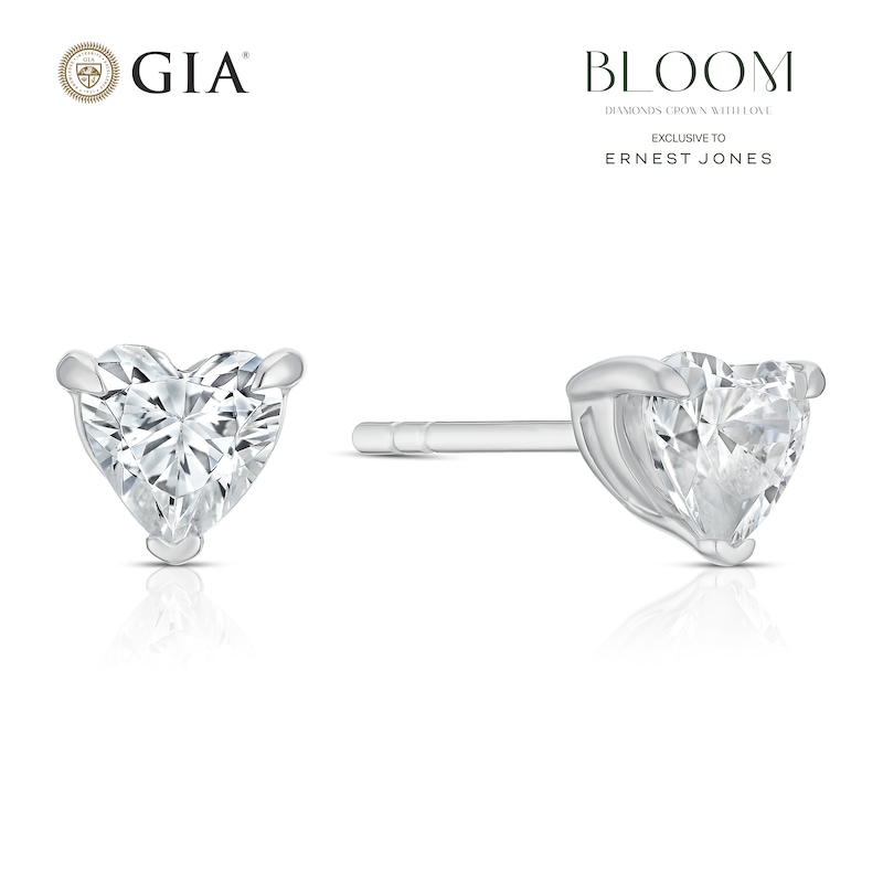 Main Image 1 of BLOOM Florence 14ct White Gold 0.50ct Lab Grown Diamond Heart Earrings