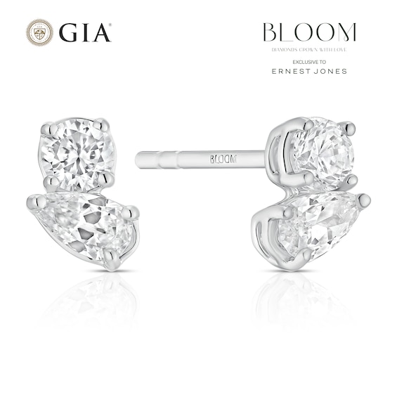 BLOOM Capri 14ct White Gold 0.40ct Lab Grown Diamond Pear and Round Toi Et Moi Earrings