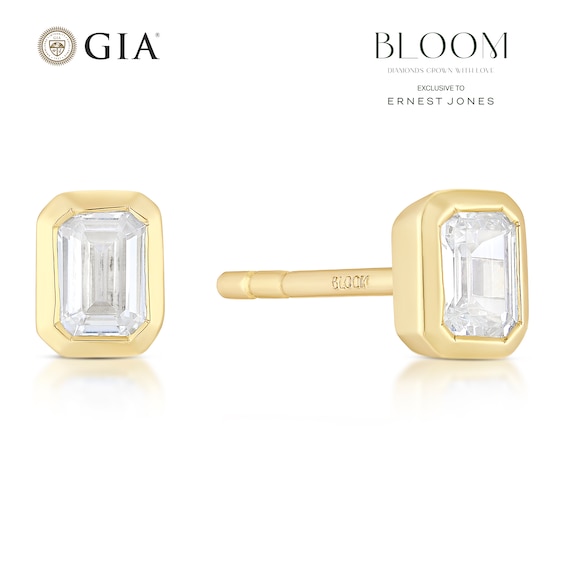 BLOOM Seville 14ct Yellow Gold Seamless 0.40ct Lab Grown Diamond Emerald Earrings