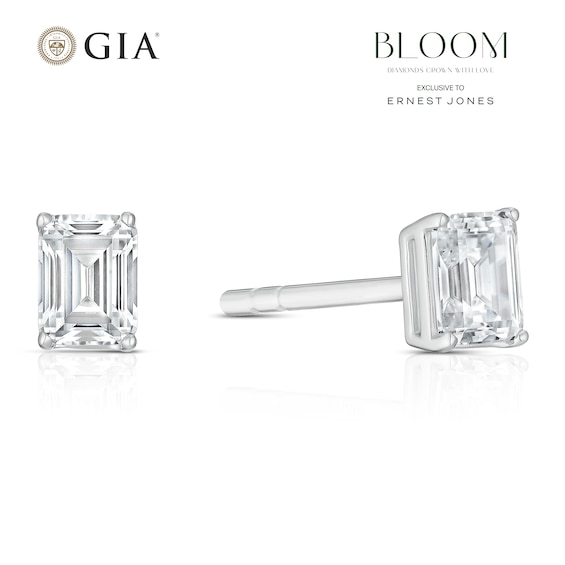 BLOOM Rome 14ct White Gold 0.50ct Lab Grown Diamond Emerald Stud Earrings