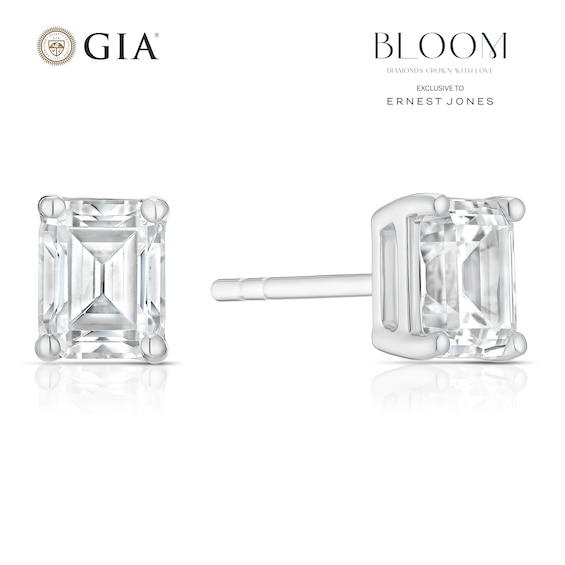 BLOOM Rome 14ct White Gold 1ct Lab Grown Diamond Emerald Stud Earrings