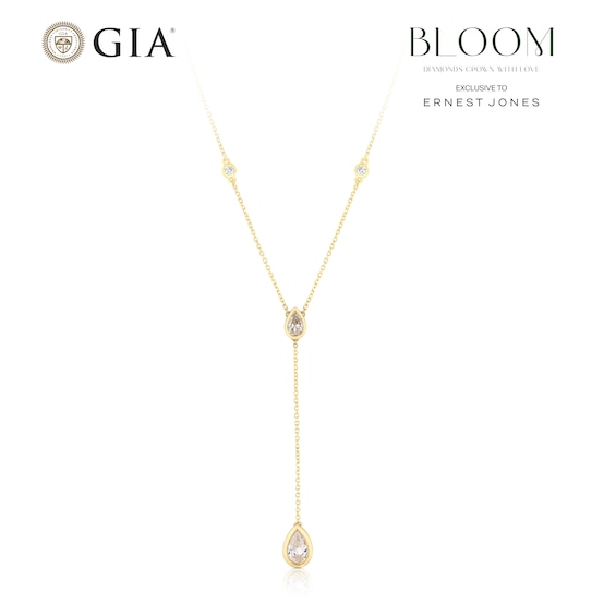 BLOOM Seville 14ct Yellow Gold Seamless 0.85ct Lab Grown Diamond Pear and Round Drop Necklace