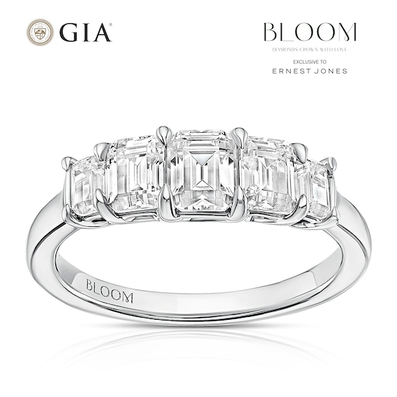 BLOOM Rome Platinum 1.50ct Lab Grown Diamond Emerald 5 Stone Ring