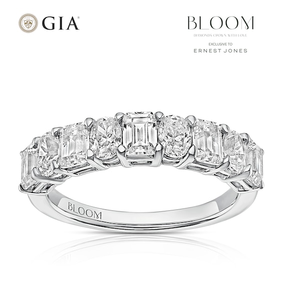 BLOOM Vienna Platinum 1.85ct Lab Grown Oval and Emerald Diamond Eternity Ring