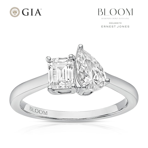 BLOOM Capri Platinum 1ct Lab Grown Diamond Pear and Emerald 