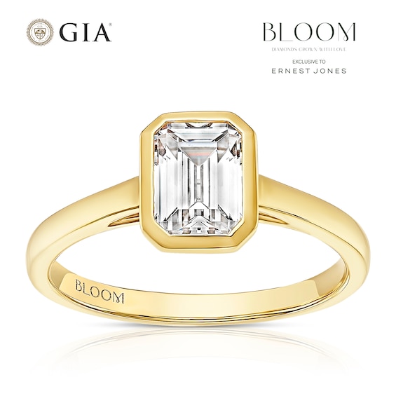 BLOOM Seville 14ct Yellow Gold Seamless 1ct Lab Grown Diamond Emerald Ring