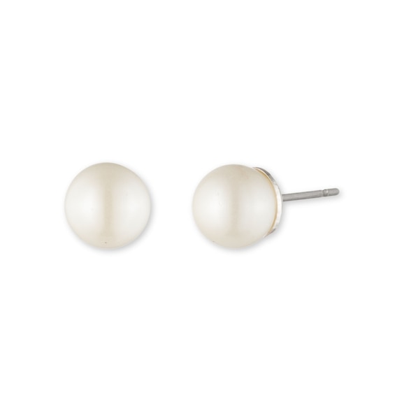 Lauren Ralph Lauren Silver Tone 6mm Faux Pearl Stud Earrings