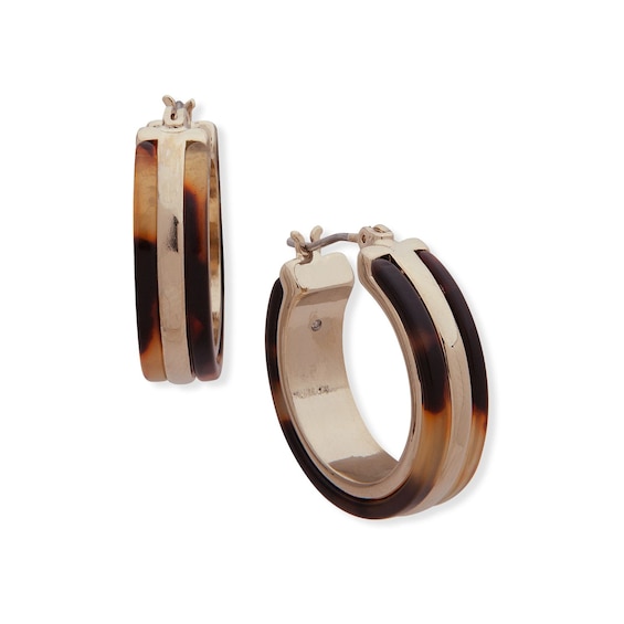 Women's Lauren Ralph Lauren Gold Tone 20Mm Tortoise Hoop Earrings
