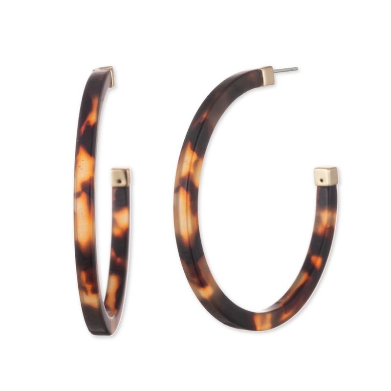 Main Image 1 of Lauren Ralph Lauren Gold Tone & Tortoise 38mm Hoop Earrings