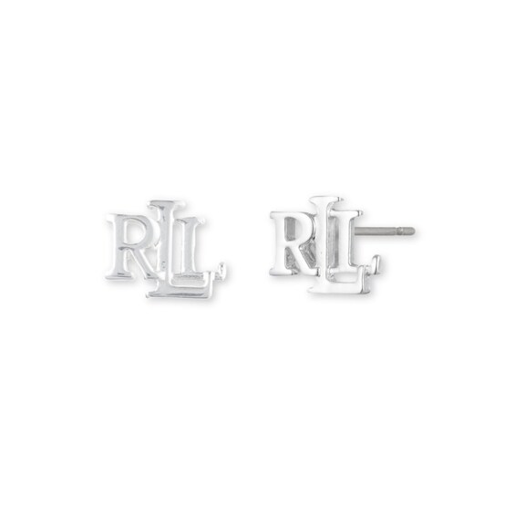 Women's Lauren Ralph Lauren Silver Tone Logo Stud Earrings