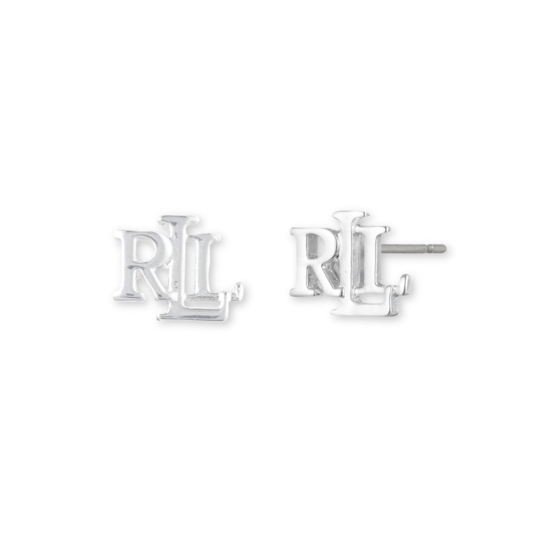 Main Image 1 of Lauren Ralph Lauren Silver Tone Logo Stud Earrings