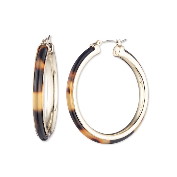 Women's Lauren Ralph Lauren Gold Tone 45Mm Tortoise Hoop Earrings