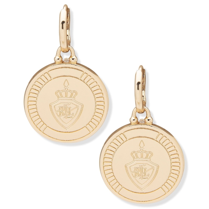 Main Image 1 of Lauren Ralph Lauren Gold Tone Crest Drop Earrings