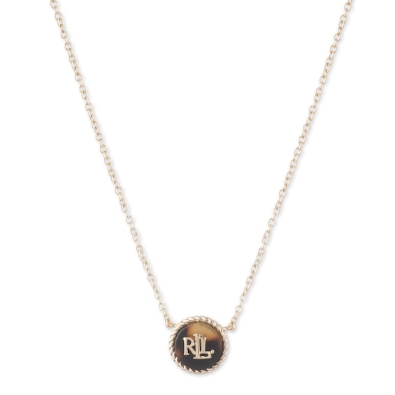 Lauren Ralph Lauren Gold Tone 16 Tortoise Logo Pendant Necklace