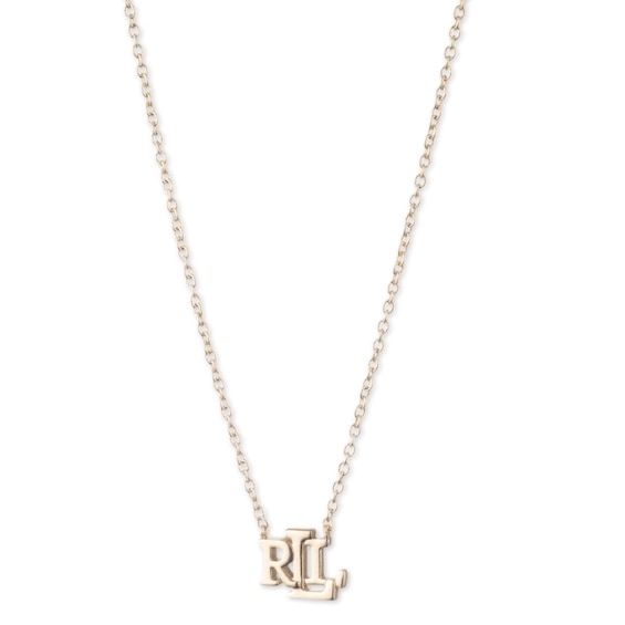 Lauren Ralph Lauren Gold Tone 16 Logo Pendant Necklace