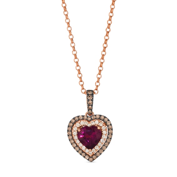 Le Vian 14ct Rose Gold 0.40ct Diamond and Rhodolite Heart Sh