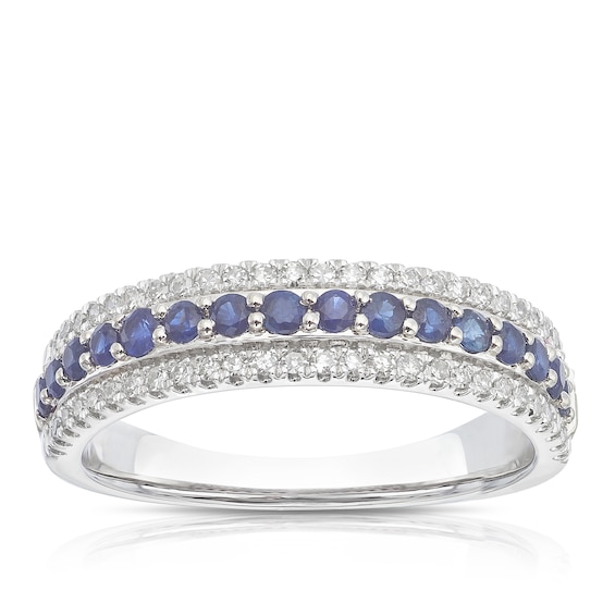 Platinum 0.20ct Diamond and Blue Sapphire Eternity Ring