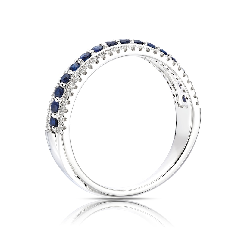 Main Image 4 of Platinum 0.20ct Diamond & Blue Sapphire Eternity Ring