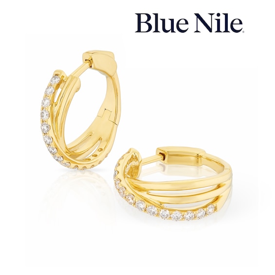 Blue Nile 14ct Yellow Gold 20mm 1ct Diamond Crossover Hoop E