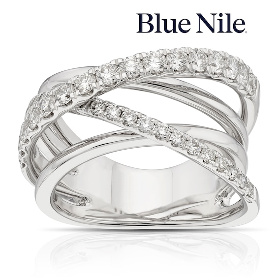 Blue Nile 14ct White Gold 1ct Diamond Layered Cocktail Ring