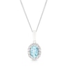Thumbnail Image 1 of 9ct White Gold 16+2" 0.15ct Diamond & Aquamarine Pendant Necklace